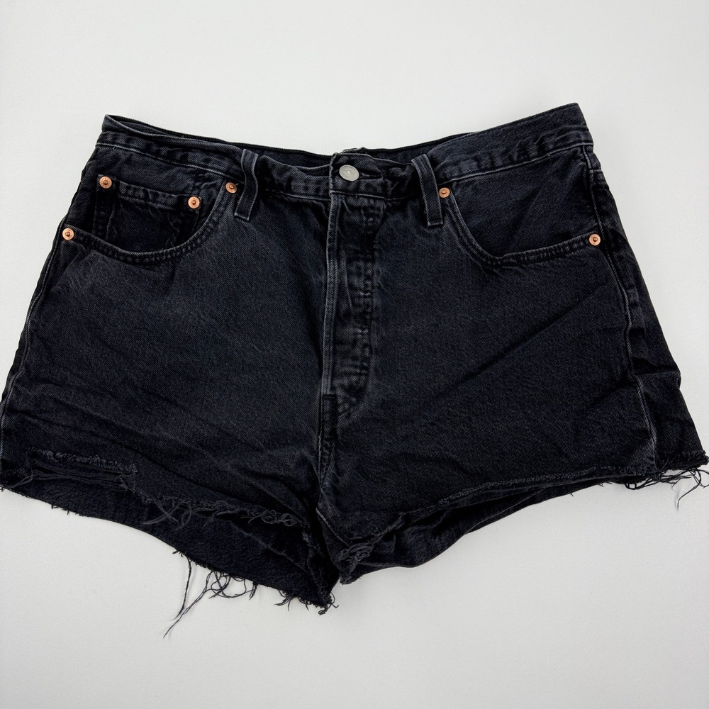 Levi's 501 Original Women's Denim Shorts W33 Black High Rise Cutoff 56327-0112
